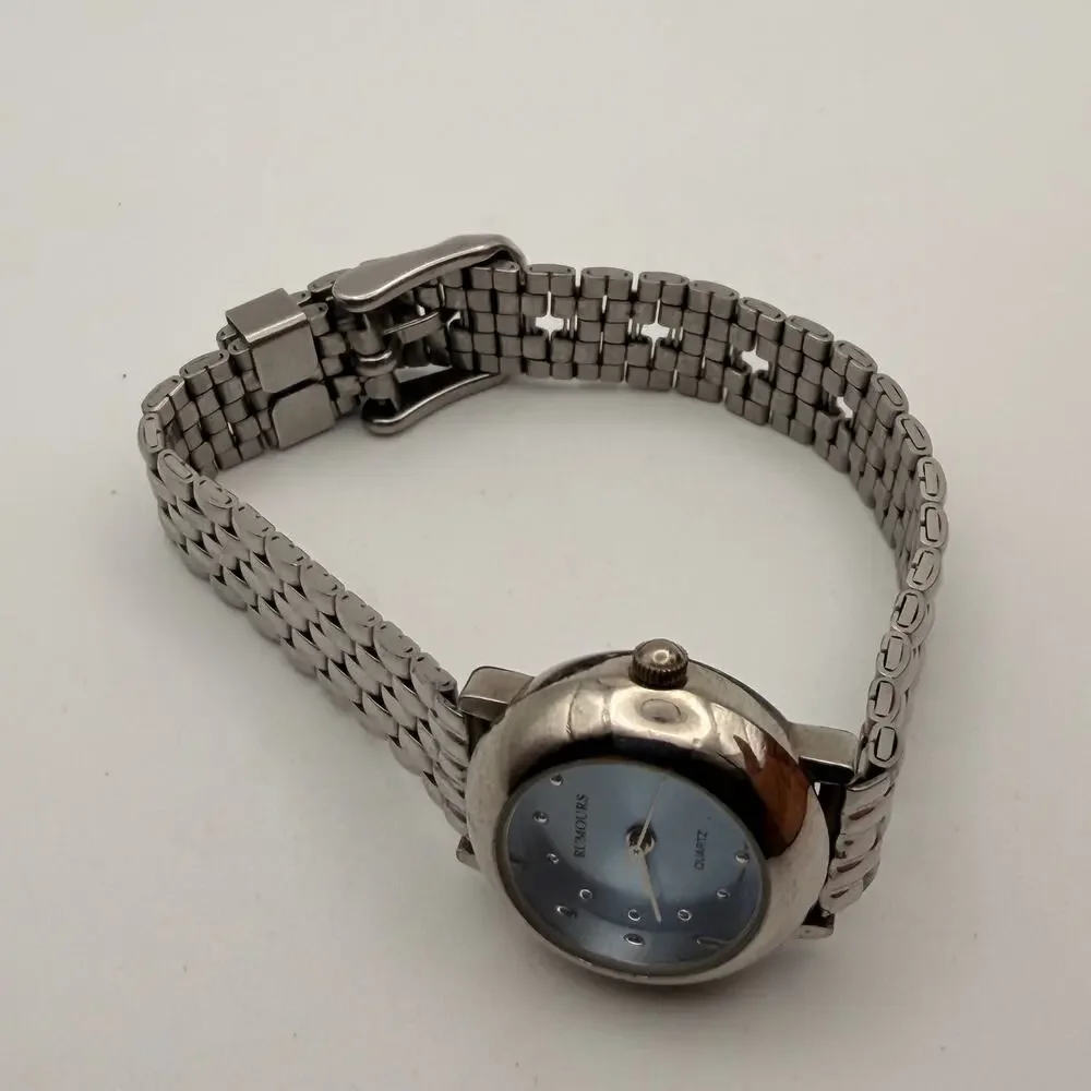 Elegant Rumours Quartz Womens Petite Silver-Tone Dress Watch Working New Battery
